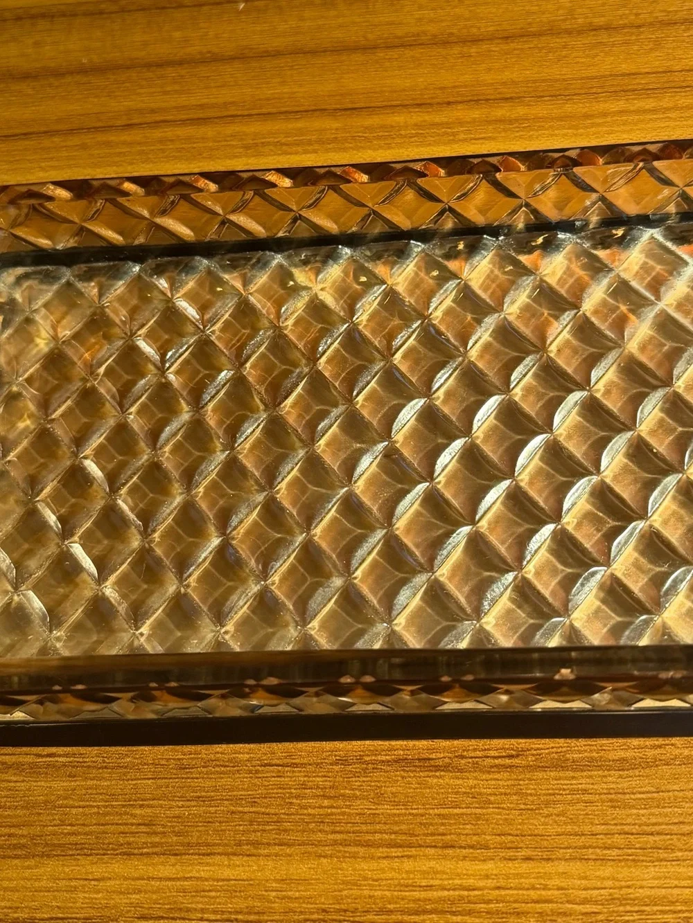Vintage Barrington Quilted Amber Lucite Vanity Tray MCM 9.5x5.5 Diamond Bottom